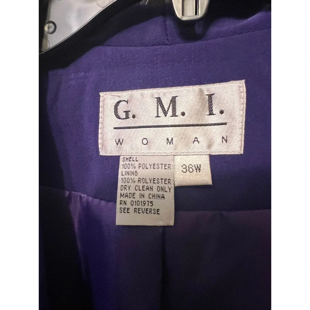 G.M.I. Woman Purple 2 Piece Skirt Suit 38W NWT Dickie Satin Trim Church Formal